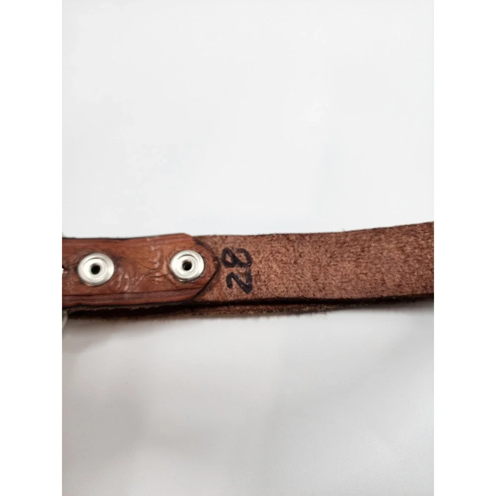 Nehemiah Personalized Kids Western Tooled Brown Leather Belt Size 28 Floral